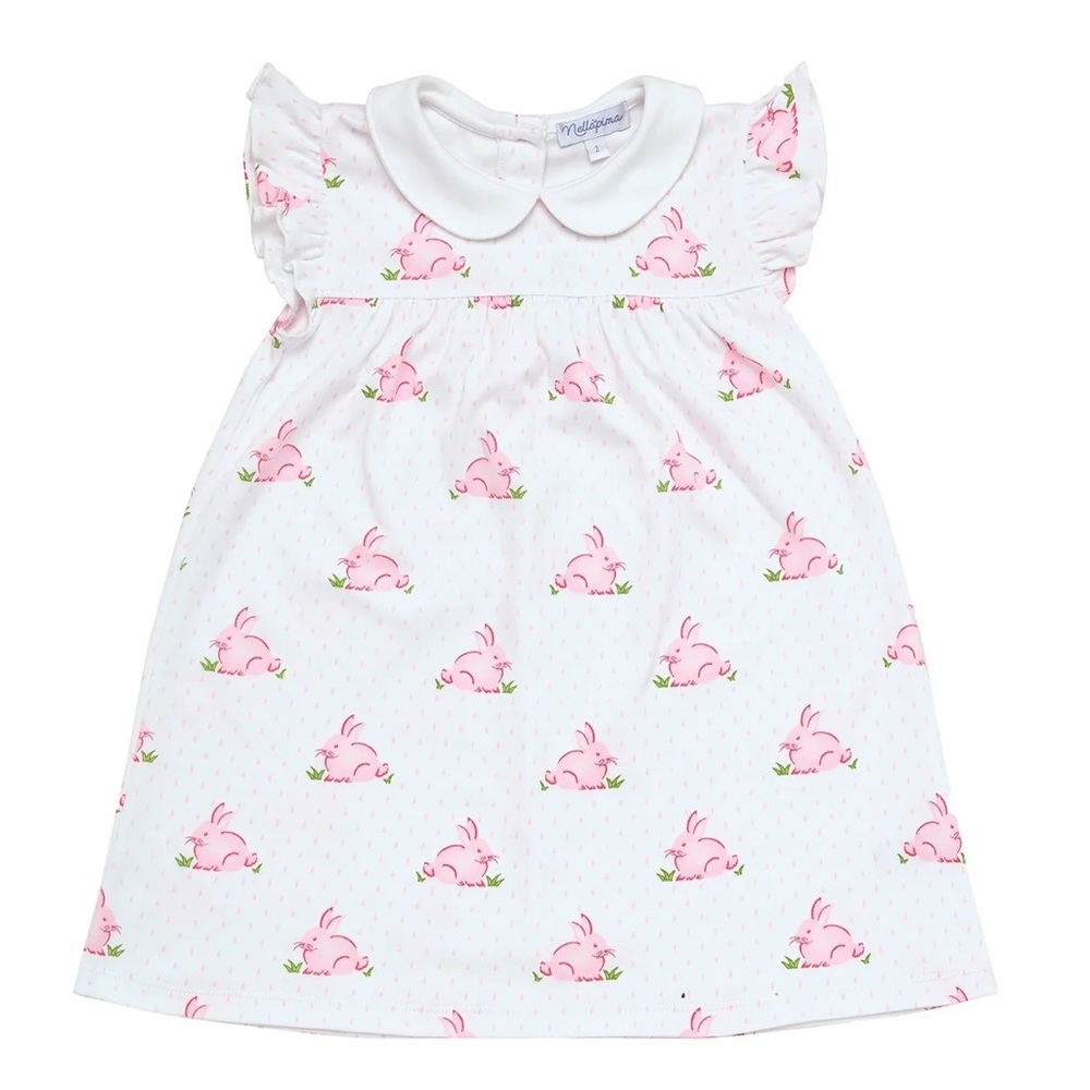Nellapima PINK BUNNIES RUFFLE PLAYTIME DRESS size 2! EUC!